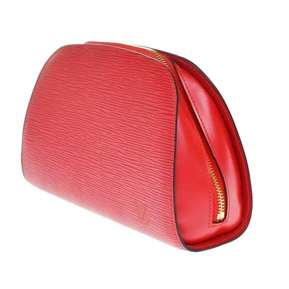 LOUIS VUITTON LV Logo Dauphine MM Pouch Bag Epi Leather Red - Picture 4 of 15